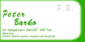 peter barko business card